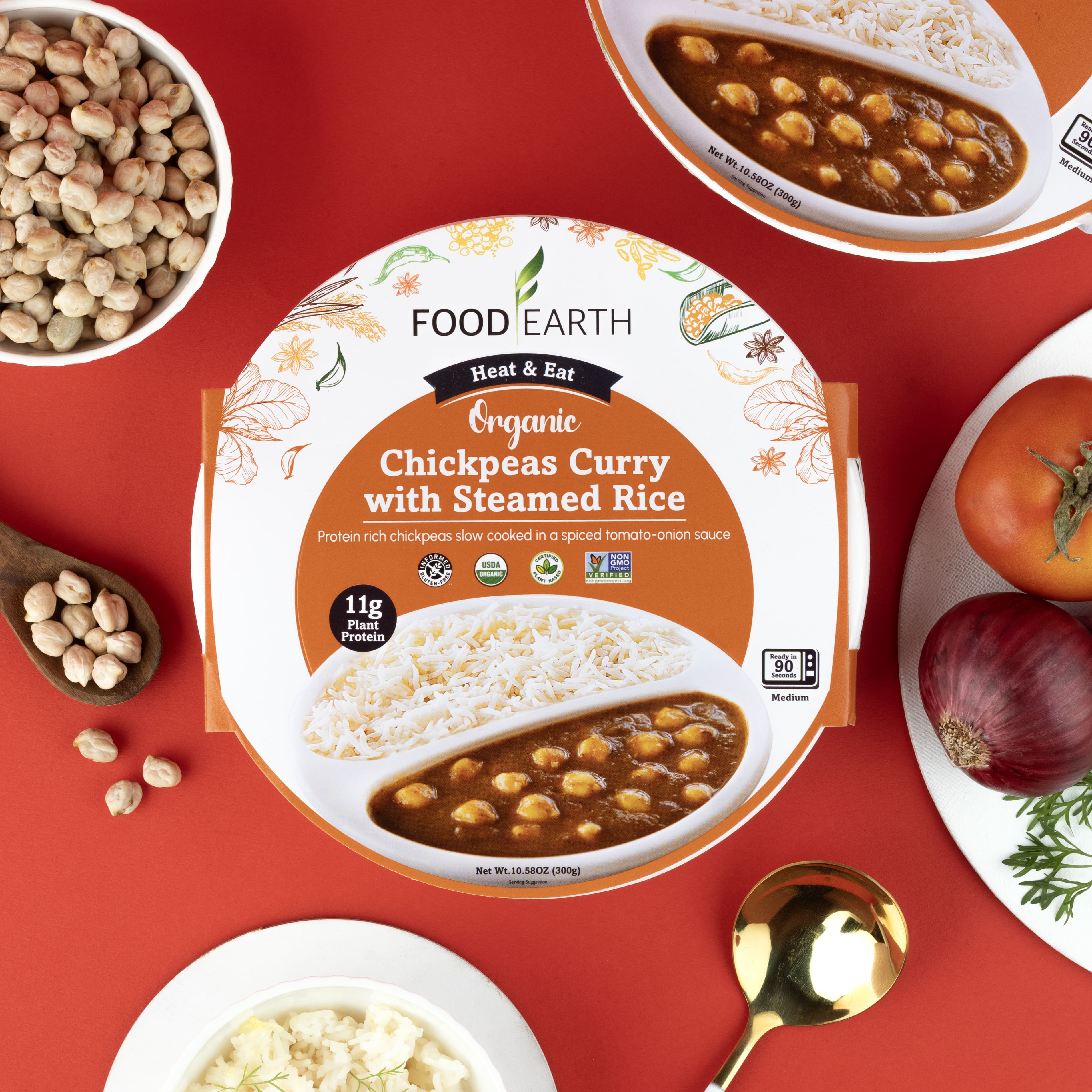 Organic Chickpeas Curry with Steamed Rice – Food Earth