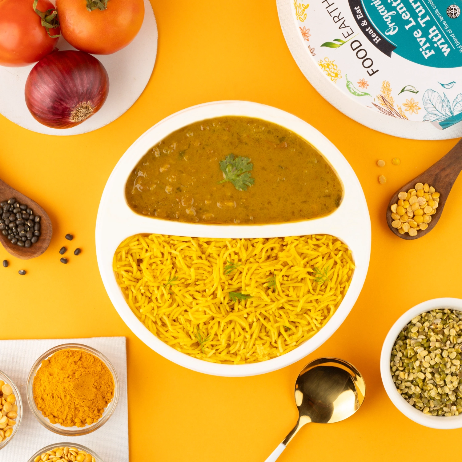 Ready to Eat - Five Lentil Curry with Turmeric Rice