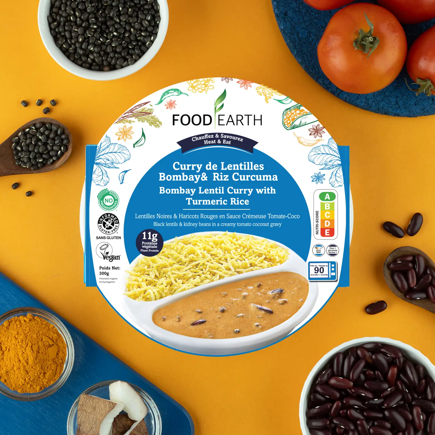 Ready to Eat - Bombay Lentil Curry with Turmeric Rice